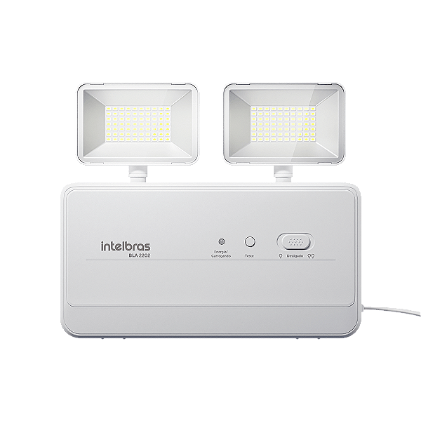 Bloco de iluminação autônomo BLA 2202 da Intelbras com 2 faróis LED, autonomia de 2h.