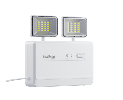 Bloco de iluminação de emergência Intelbras BLA 600 com LEDs de alta eficiência e autonomia.