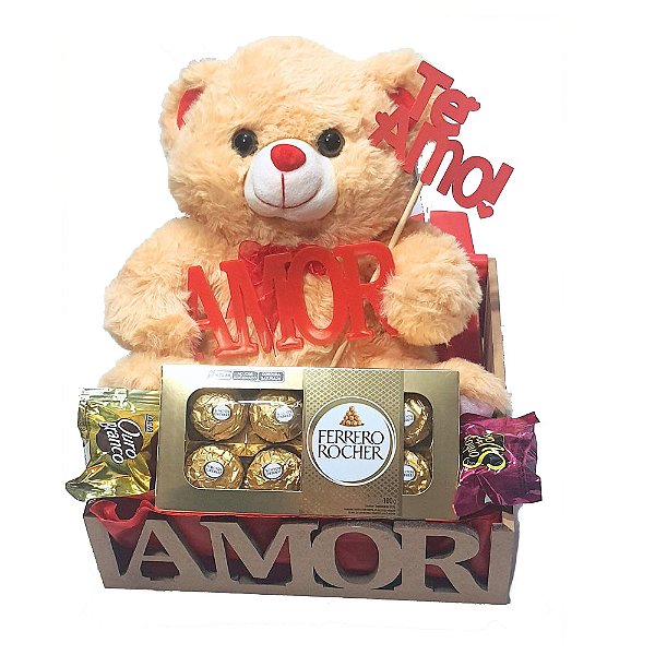 Cesta Namorados Amor Com Urso E Ferrero Rocher
