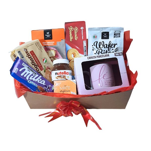 Cesta Premium Café Da Manhã Com Produtos Importados E Caneca