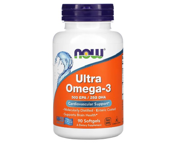 NOW Foods, Ultra Omega-3, 500 EPA / 250 DHA, 180 cápsulas gelatinosas