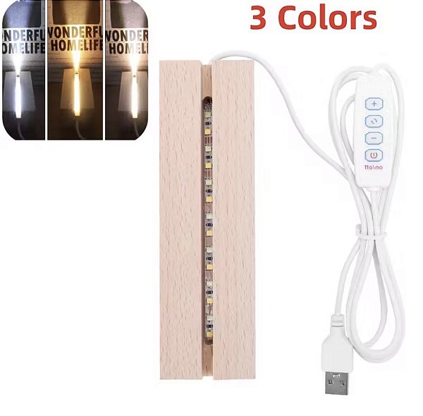 BASE MADEIRA E LED RETANGULAR