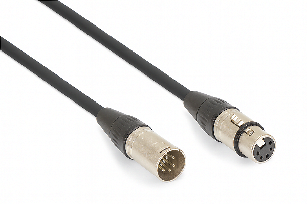 Cabo DMX XLR 5 Pinos Profissional para Iluminação - 1 Metro