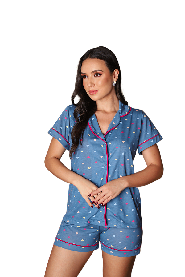 Pijama americano estampado coração