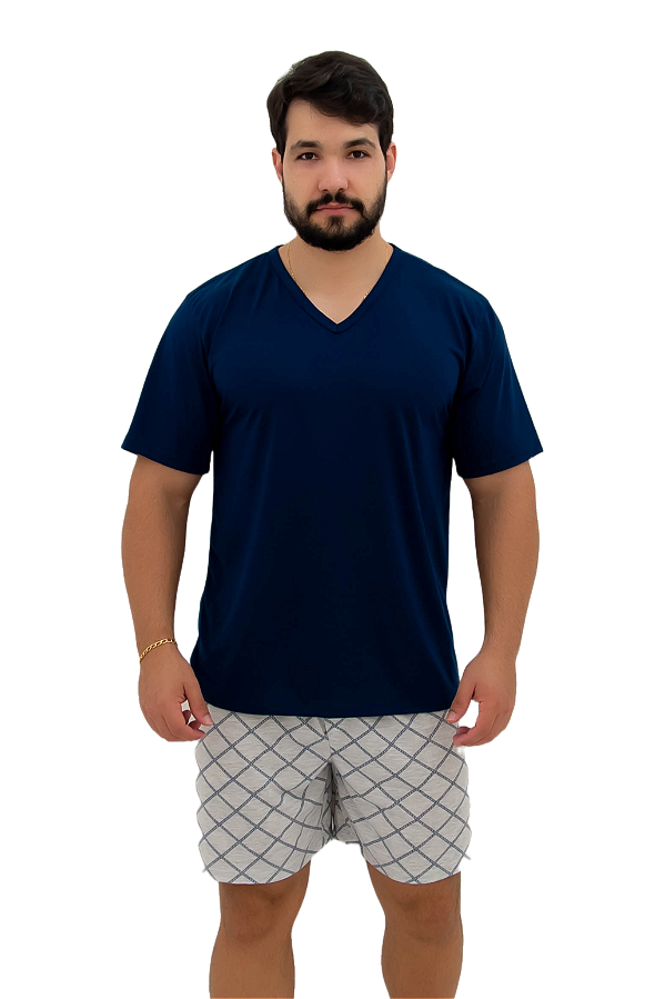 Pijama masculino decote V short corda