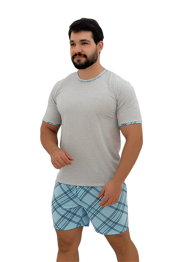 Pijama masculino mescla com xadrez