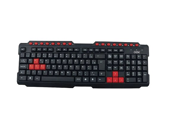 Teclado Gamer OEX Multimidia Action Vermelho TC-200