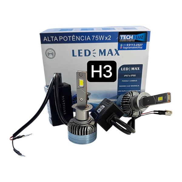 Super LED Max H3 150W 15.000 lm — Canceller Integrado (Par) Plug & Play