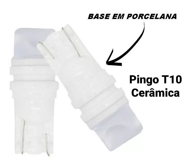 Par de Pingo Cerâmica 100% Branco com Base de Porcelana