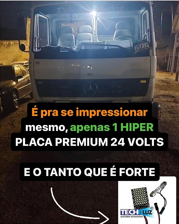 Placa Led Hiper Premium 24 LEDs 6000K 24V Caminhão Ônibus Trator