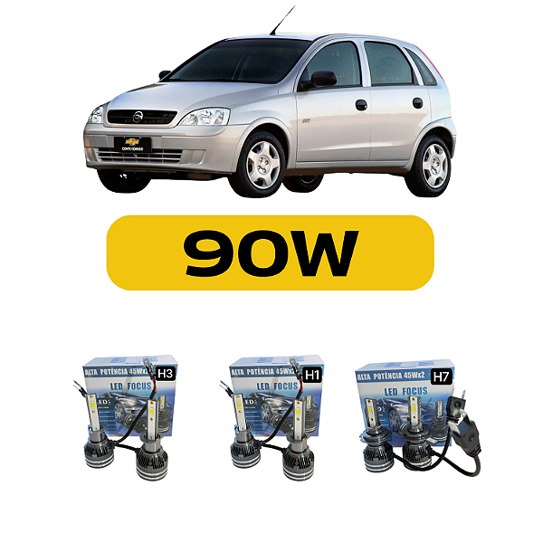 Kit LED Chevrolet Corsa Maxx (2004-2013) Foco Duplo - Farol Alto Baixo e Milha