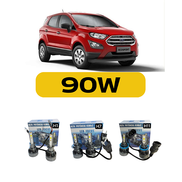 Kit LED Ford Ecosport (2018-2020) Farol Alto Baixo e Milha