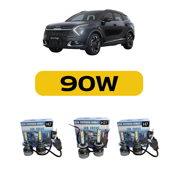 Kit Led Kia Sportage (2017-2021) Farol Alto, Baixo e Milha
