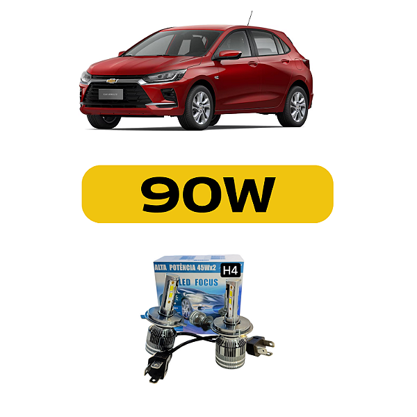 Kit Led Chevrolet Onix Farol Foco Simples Alto e Baixo Sem Projetor