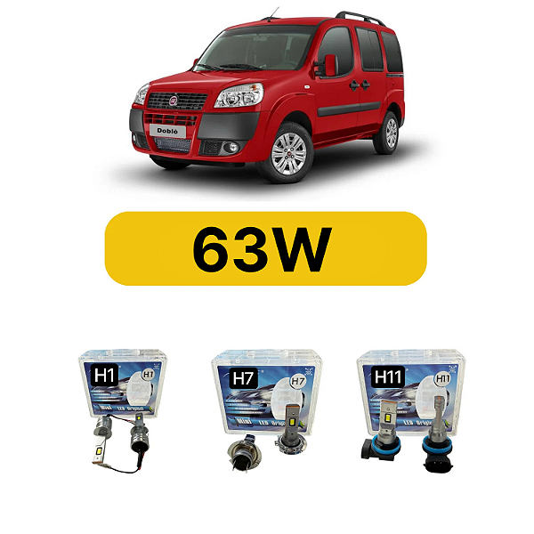 Kit LED Fiat Doblo (2012-2015) Foco Duplo - Farol Alto Baixo e Milha