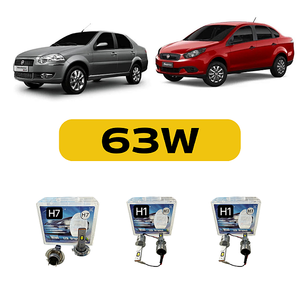 Kit LED Fiat Siena (2012-2021) Farol SEM PROJETOR Alto Baixo e Milha