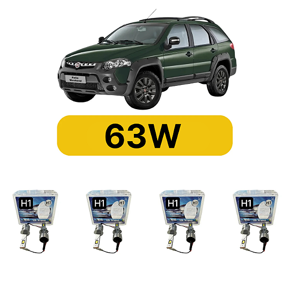 Kit LED Fiat Strada ou Palio Adventure e Locker (2010-2015) Farol Alto Baixo e Milha