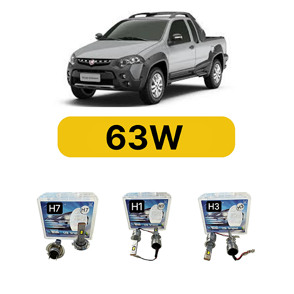 Kit LED Fiat Strada Adventure (2001-2009) Foco Duplo - Farol Alto Baixo e Milha