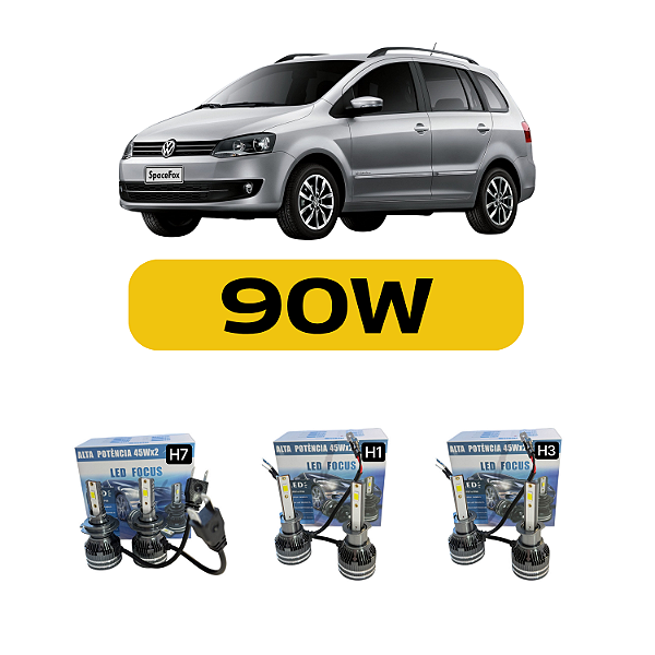 Kit Led Volkswagen Space Fox (2006-2010) Foco Duplo - Farol Alto, Baixo e Milha