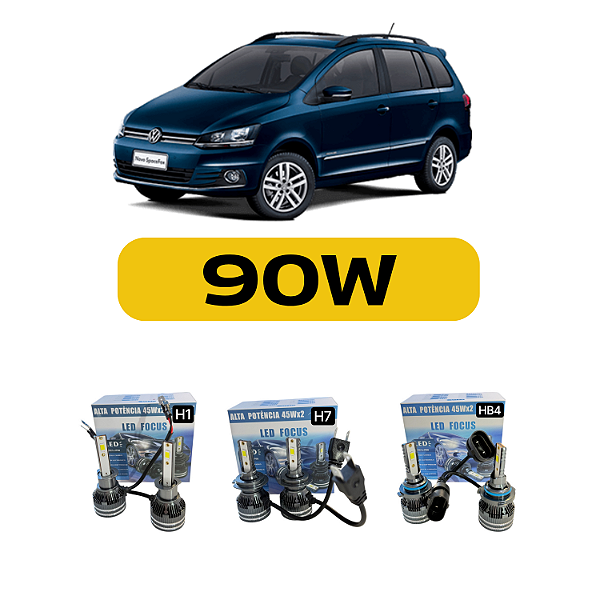 Kit Led Volkswagen Space Fox (2011-2019) Foco Duplo - Farol Alto, Baixo e Milha