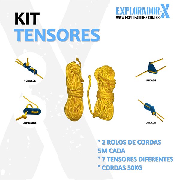 Kit Tensores + Cordas 50kg (Facilitador de Amarras)