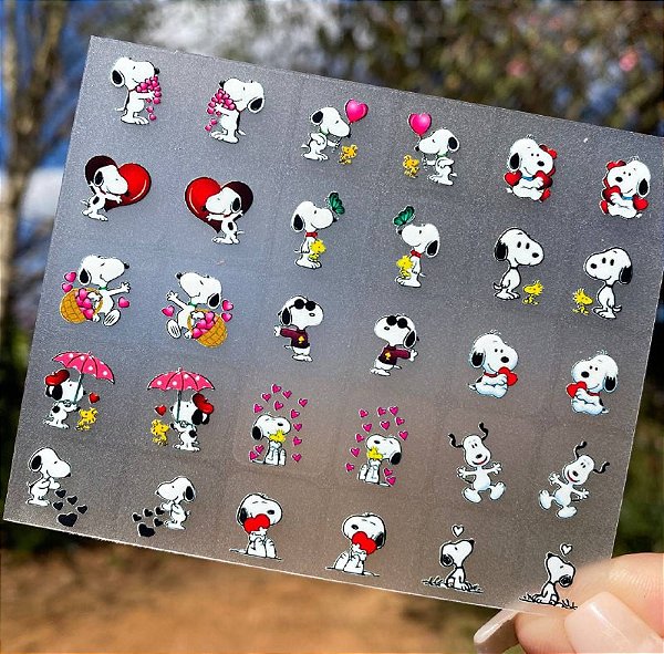 MINI CARTELÃO adesivos para unhas COM 30 UNIDADES SNOOPY