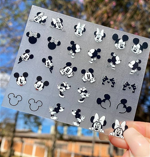 MINI CARTELÃO adesivos para unhas COM 30 UNIDADES Mickey e Minnie