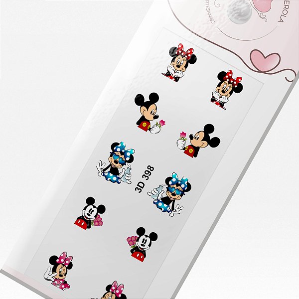 Adesivo 3D de Unhas-Mickey e Minnie Cartela Mista - 3D 398