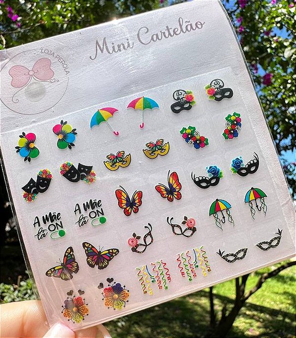 MINI CARTELÃO adesivos para unhas com 30 UNIDADES - CARNAVAL