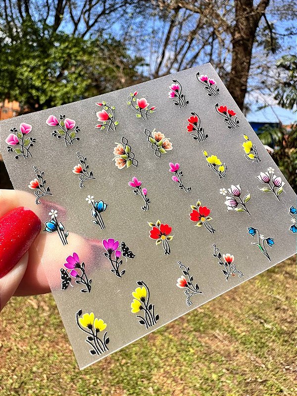 MINI CARTELÃO adesivos para unhas COM 30 UNIDADES Tulipas Mistas M 02