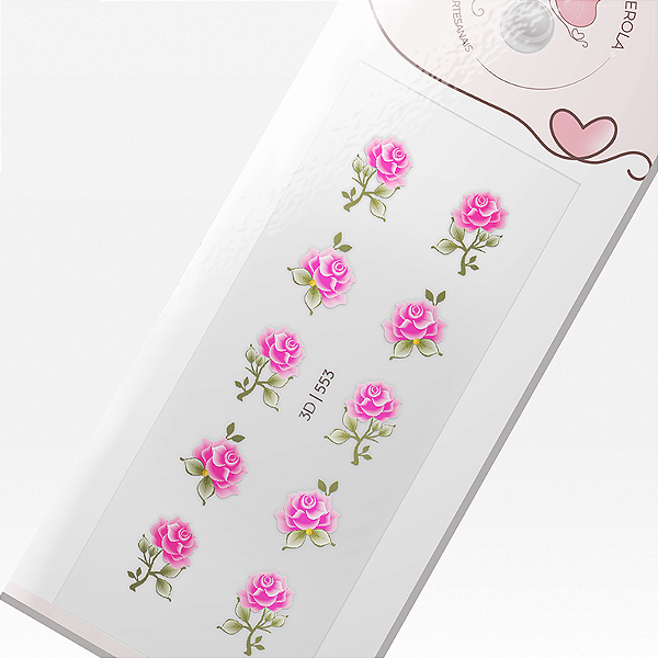 Adesivo 3D de Unha- rosas-553