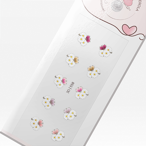 Adesivo 3D de Unha-Margaridas-558