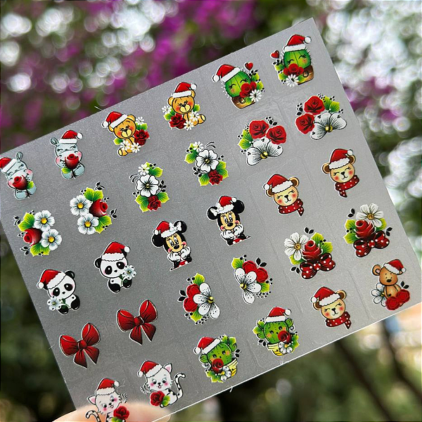 Mini Cartelão de Películas para Unhas  30 unidades- Natal Modelo 01