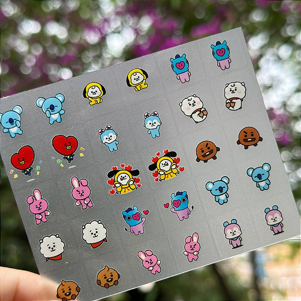 Mini Cartelão de Películas para Unhas 30 unidades -BT21-Adulto