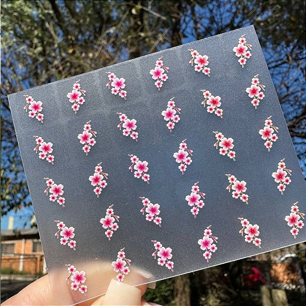 MINI CARTELÃO adesivos para unhas com 30 UNIDADES - FLOR DE CEREJEIRA
