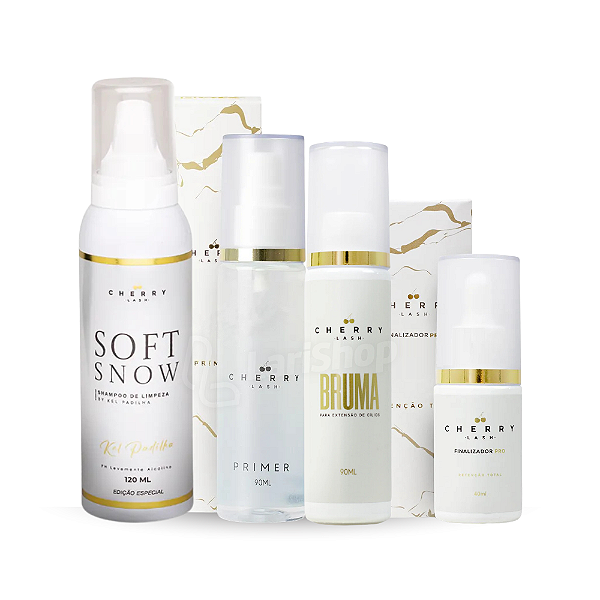 Kit Completo Cherry - Primer, Bruma, Finalizador e Espuma de Limpeza Soft Snow