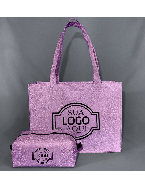 Kit Promocional TNT Metalizado Glitter - Bolsa e Nécessaire Personalizadas