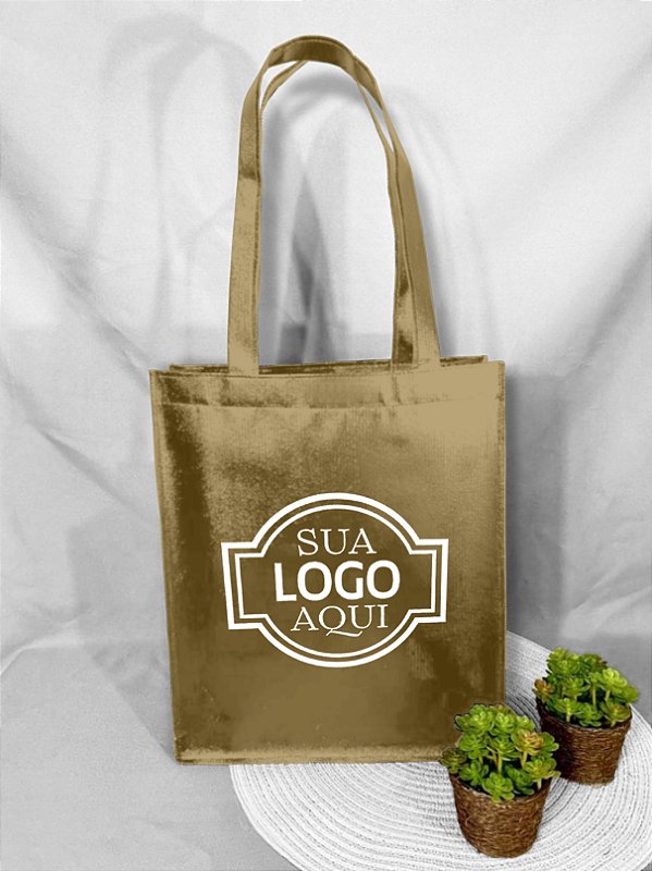 Bolsa de TNT Metalizado Rugoso Personalizada - Textura e Fole