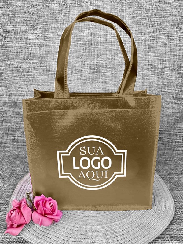 Mini Bolsa de TNT Metalizado Rugoso Personalizada - Brilho e Textura