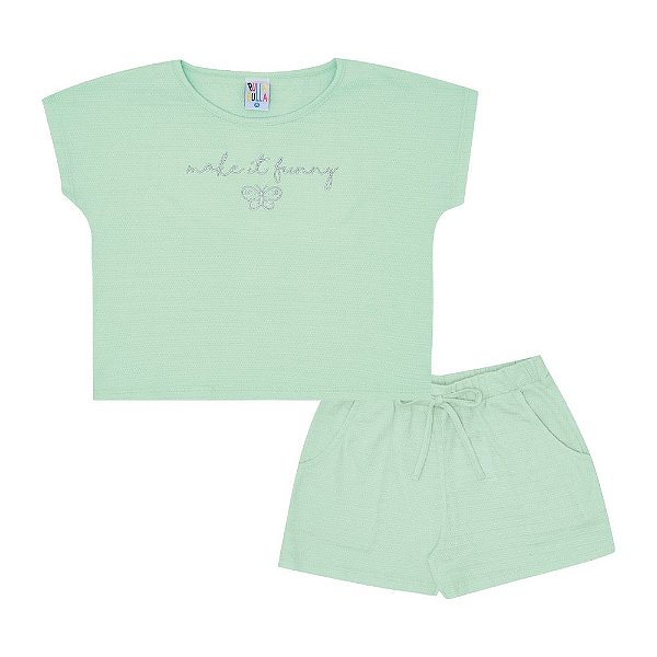 Conjunto Blusa E Short-Saia Cute Baby Rosa - Pulla Bulla