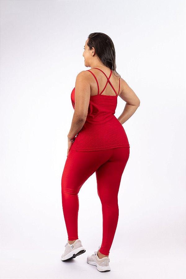 CONJUNTO FITNESS TRIO CALÇA VERMELHO - AG MODA FITNESS