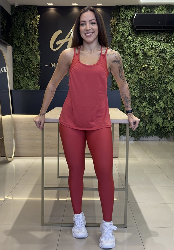 CONJUNTO FITNESS TRIO CALÇA VERMELHO