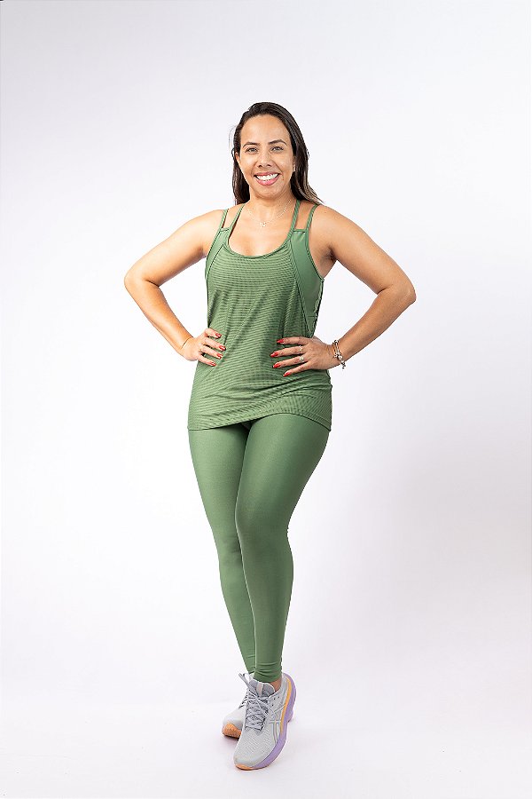 CONJUNTO FITNESS TRIO CALÇA VERDE OLIVA