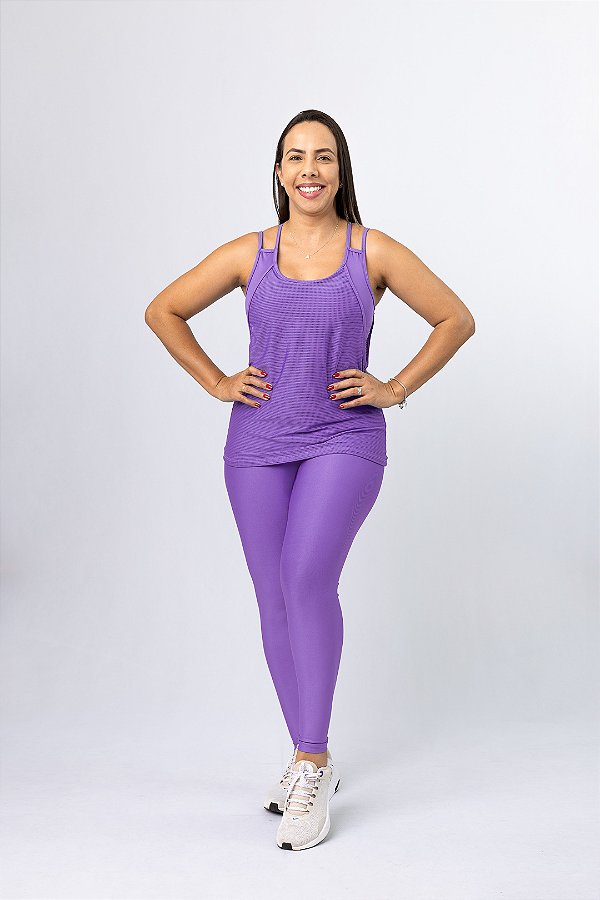 CONJUNTO FITNESS TRIO CALÇA LILÁS