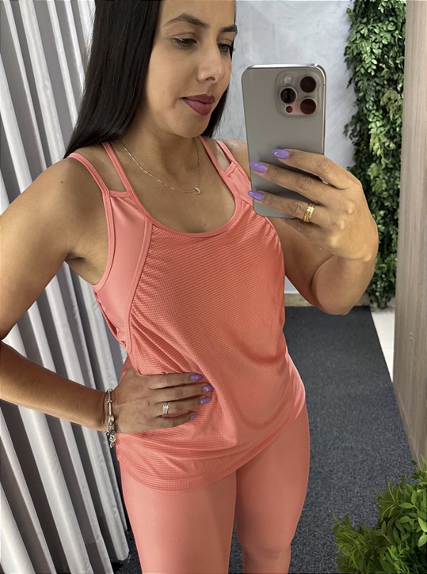 CONJUNTO FITNESS TRIO CALÇA CORAL