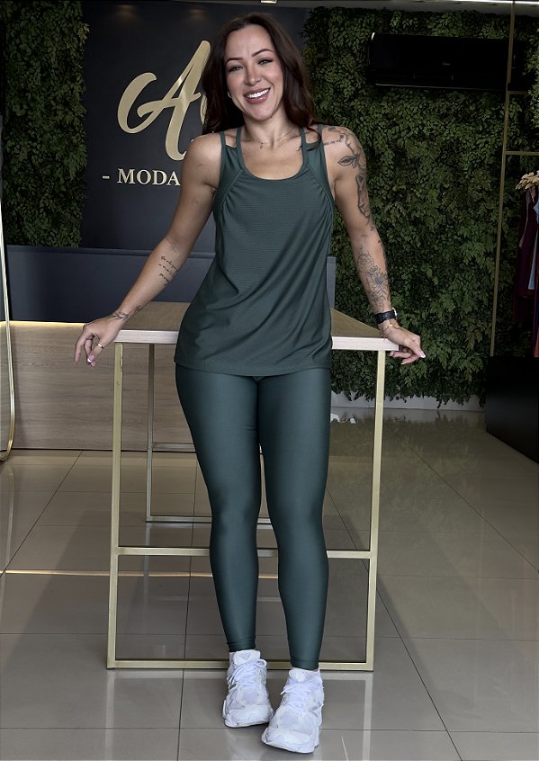 CONJUNTO FITNESS TRIO CALÇA VERDE FLORESTA