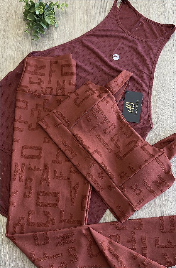CONJUNTO FITNESS CALÇA LETRADO TERRACOTA