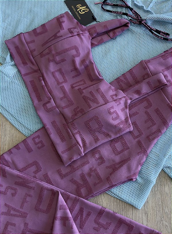 CONJUNTO FITNESS CALÇA LETRADO ROSA