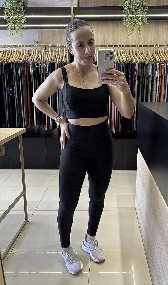 CONJUNTO FITNESS CALÇA LETRADO PRETO