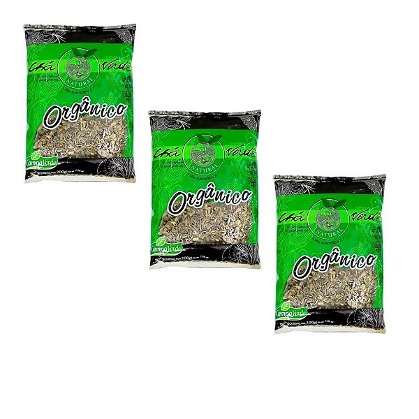 Chá Verde Orgânico em Pacote 200g Kit 3 Campo Verde
